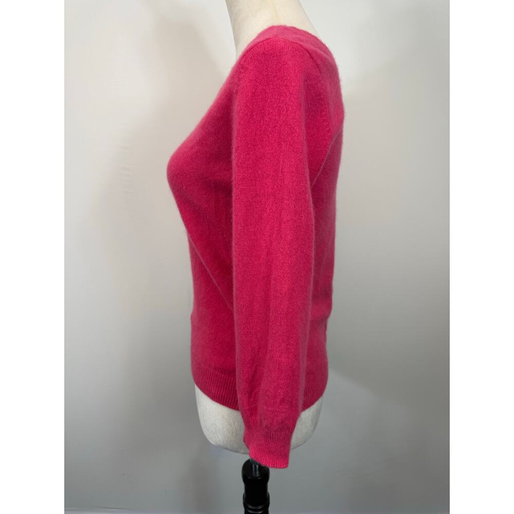 Garnet Hill Cashmere Pullover Sweater Poppy Pink Ballet Neck Size Small - Picture 4 of 9